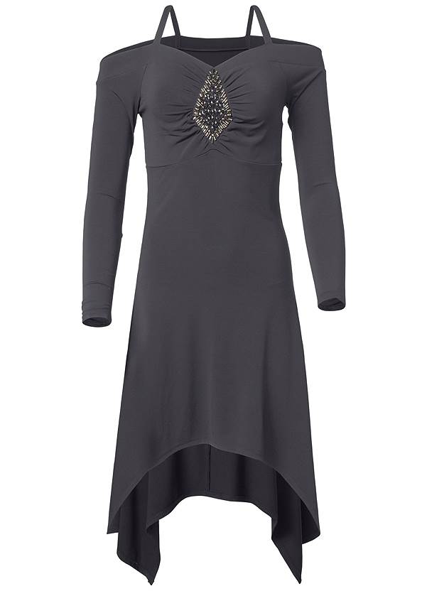Ghost with background  view Cold Shoulder Embellished Dress