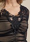 Detail front view Ruched Lace Detail Top