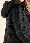 Detail back view Faux Leather Puffer Trench Coat
