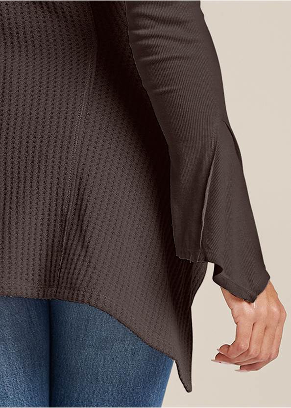 Detail back view Casual Waffle Knit Handkerchief Top