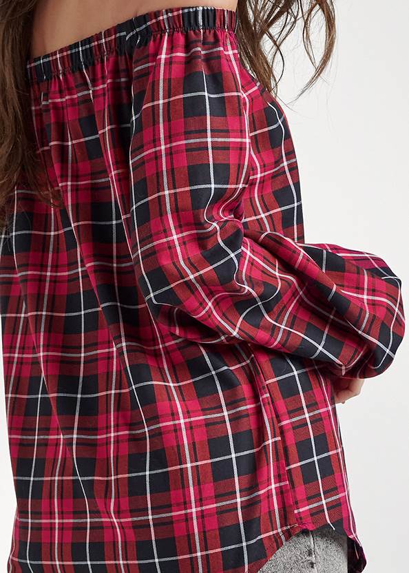 Alternate View Off The Shoulder Plaid Top