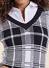 Detail front view Plaid Sweater Twofer Dress