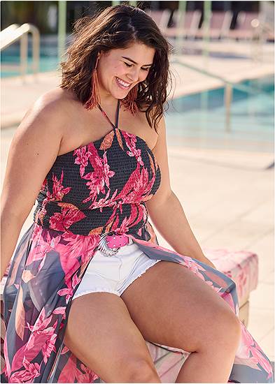 Plus Size Midnight Floral Maxi Top