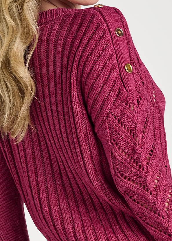 Detail back view Cable Knit V-Neck Sweater