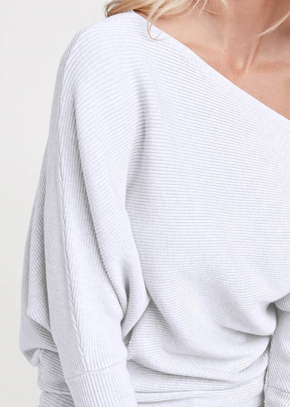 Alternate View One-Shoulder Ribbed Sweater