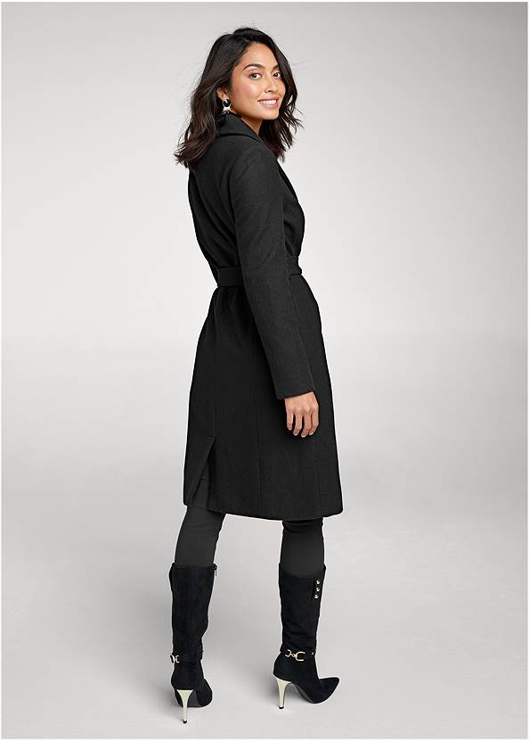 Back View Belted Faux-Wool Coat