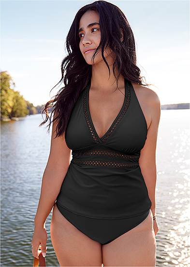 Plus Size Fit And Flare Tankini Top