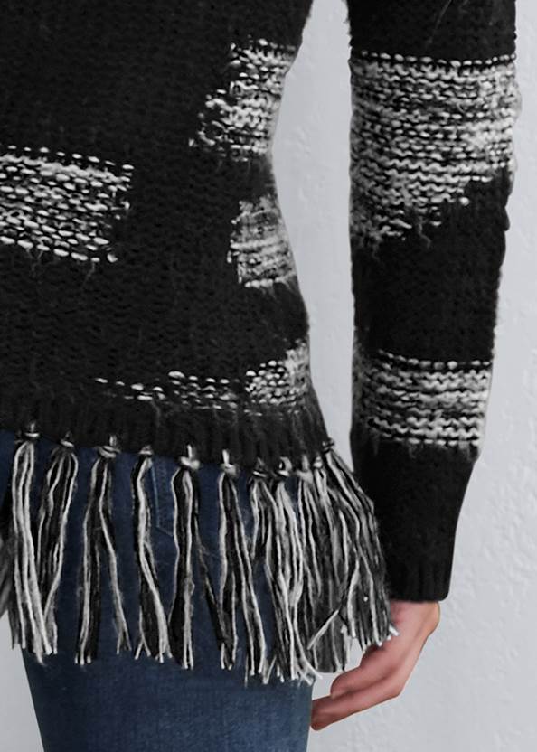 Alternate View Contrast Fringe Sweater