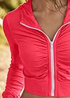 Detail front view Zip-Front Ruched Hoodie