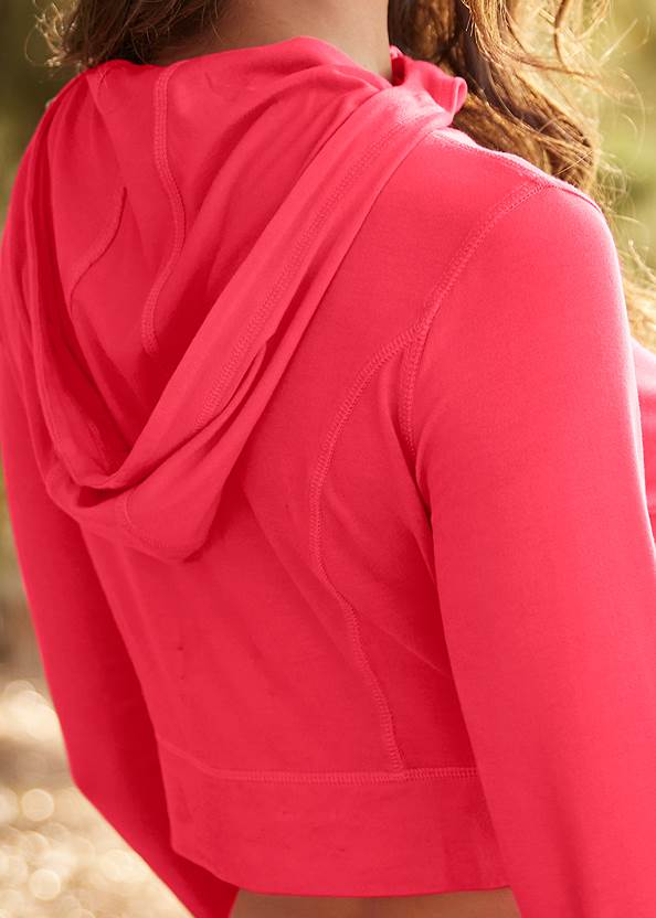Detail back view Zip-Front Ruched Hoodie