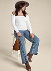 Front View New Vintage Lace-Up Jeans