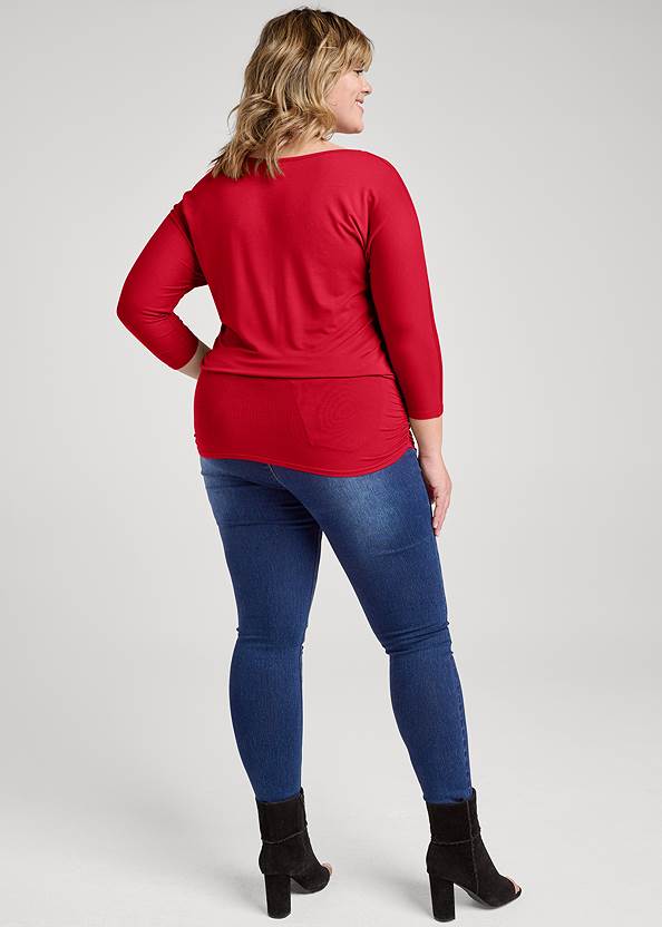Back View Casual 3/4-Sleeve Top