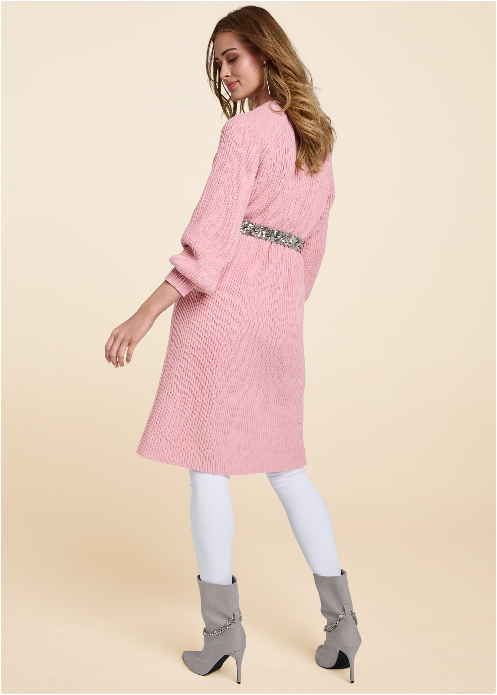 Long pink 2025 sweater duster