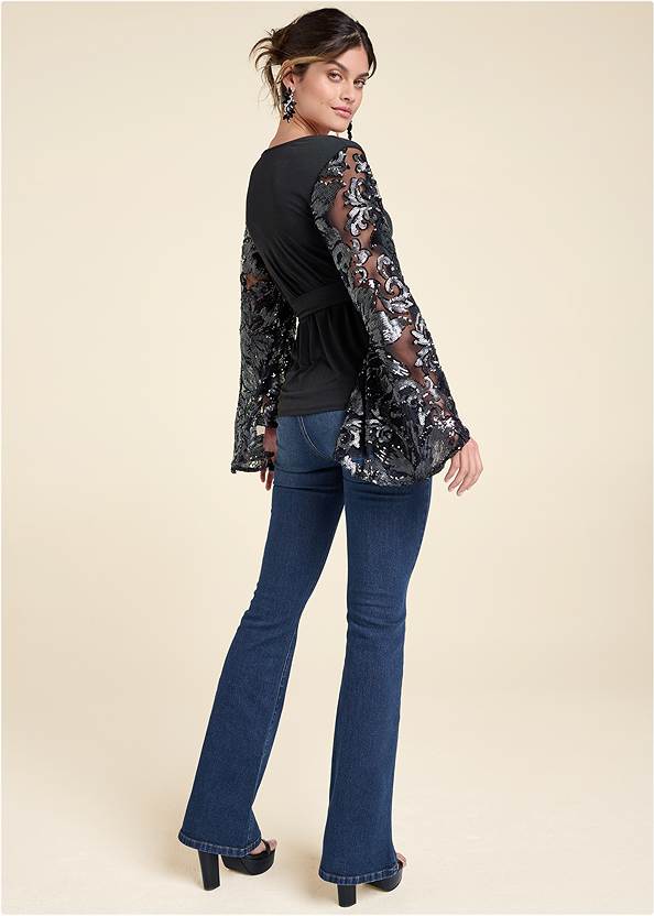 Full back view Embellished Lace Top
