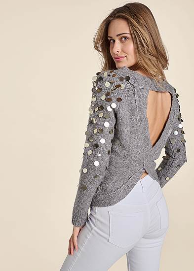 Open Back Paillette Sweater