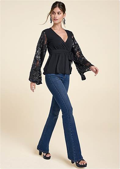 Plus Size Embellished Lace Top