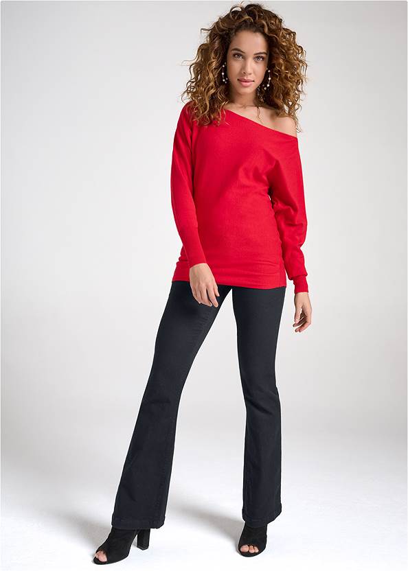 Full Front View Faux Cashmere Slouch Sweater
