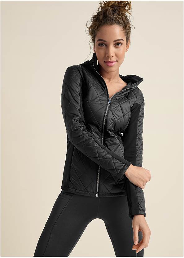 Quilted Active Jacket,Ruched Waist Leggings