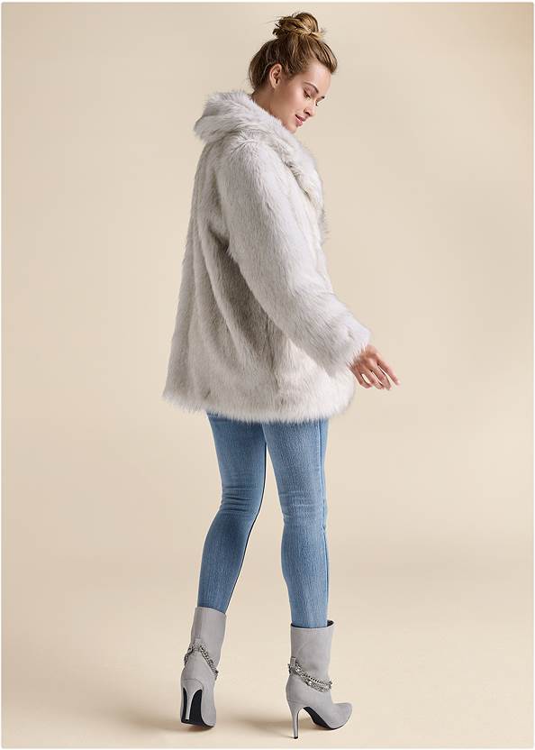Full back view Luxe Faux Fur Coat