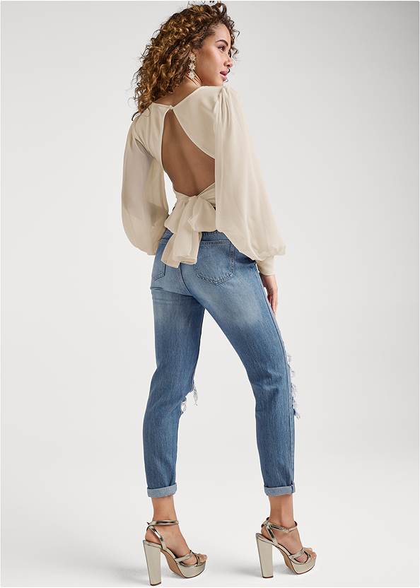 Full back view Open-Back Tie Blouse
