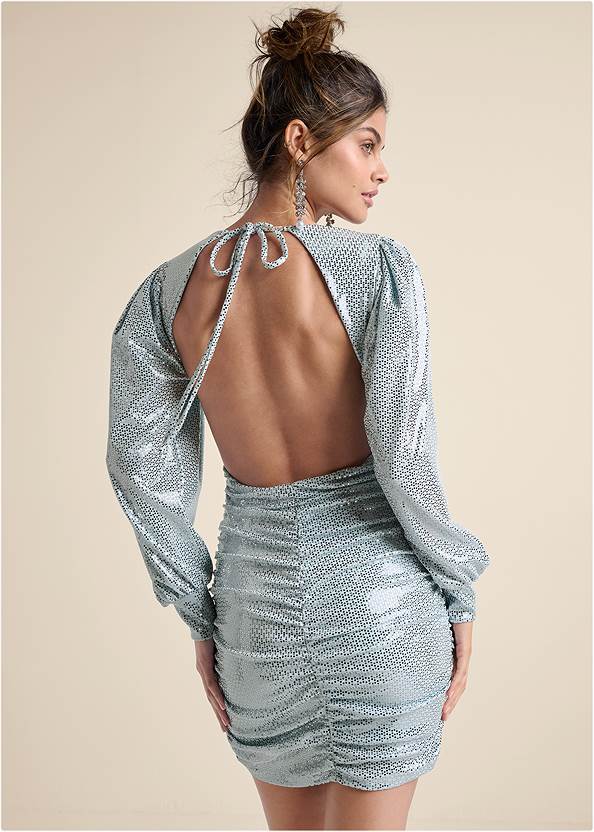 Back View Open-Back Shimmer Dress