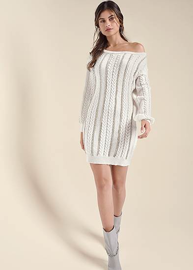 Rhinestone Embellished Sweater Dress
