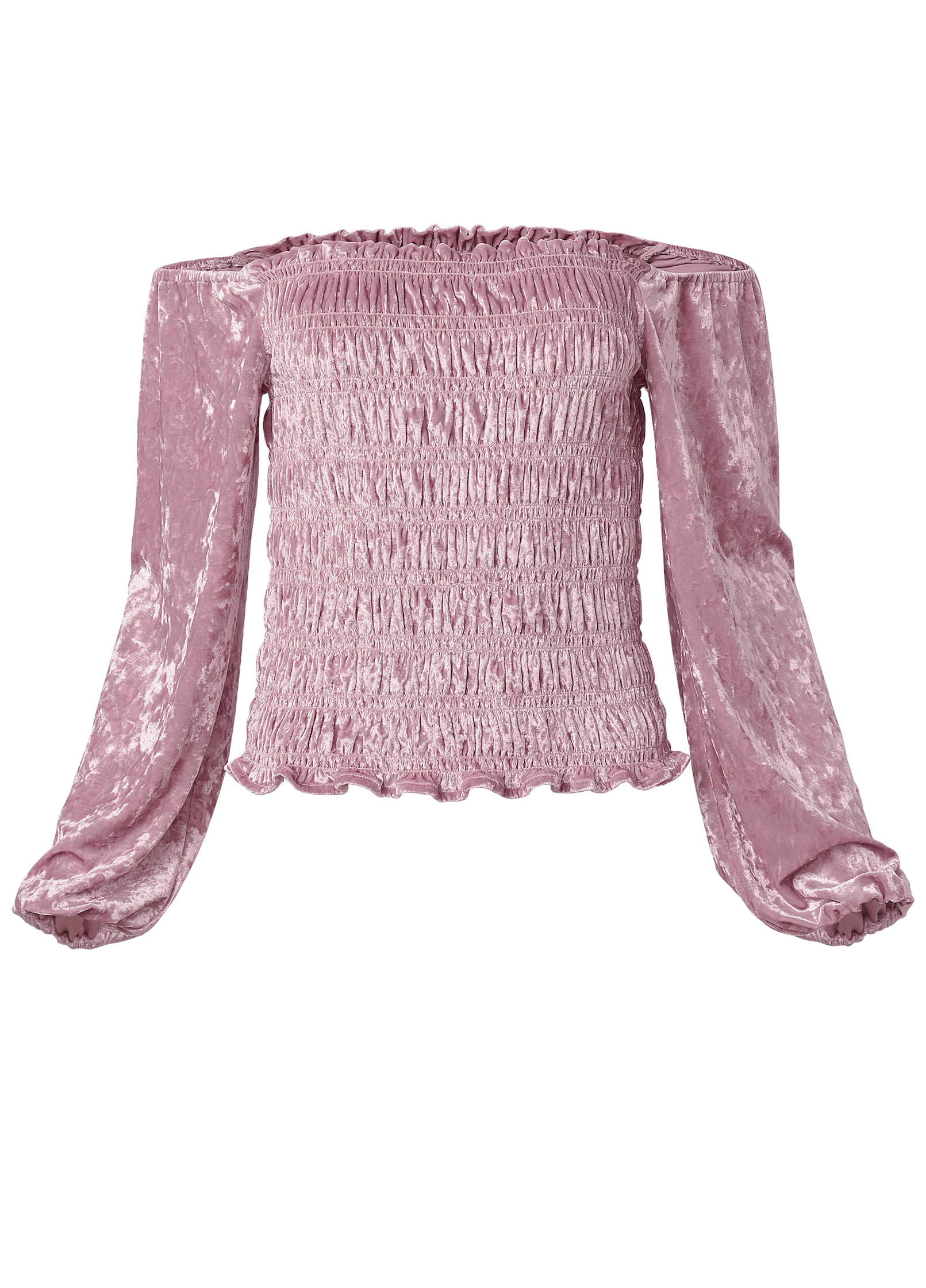 OFF THE SHOULDER VELVET TOP in Pink | VENUS