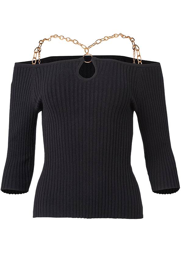 Alternate View Chain Neck Ribbed Sweater