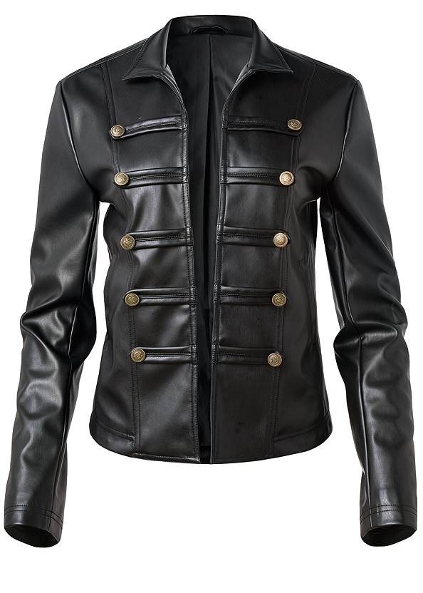 Alternate View Faux-Leather Military Jacket