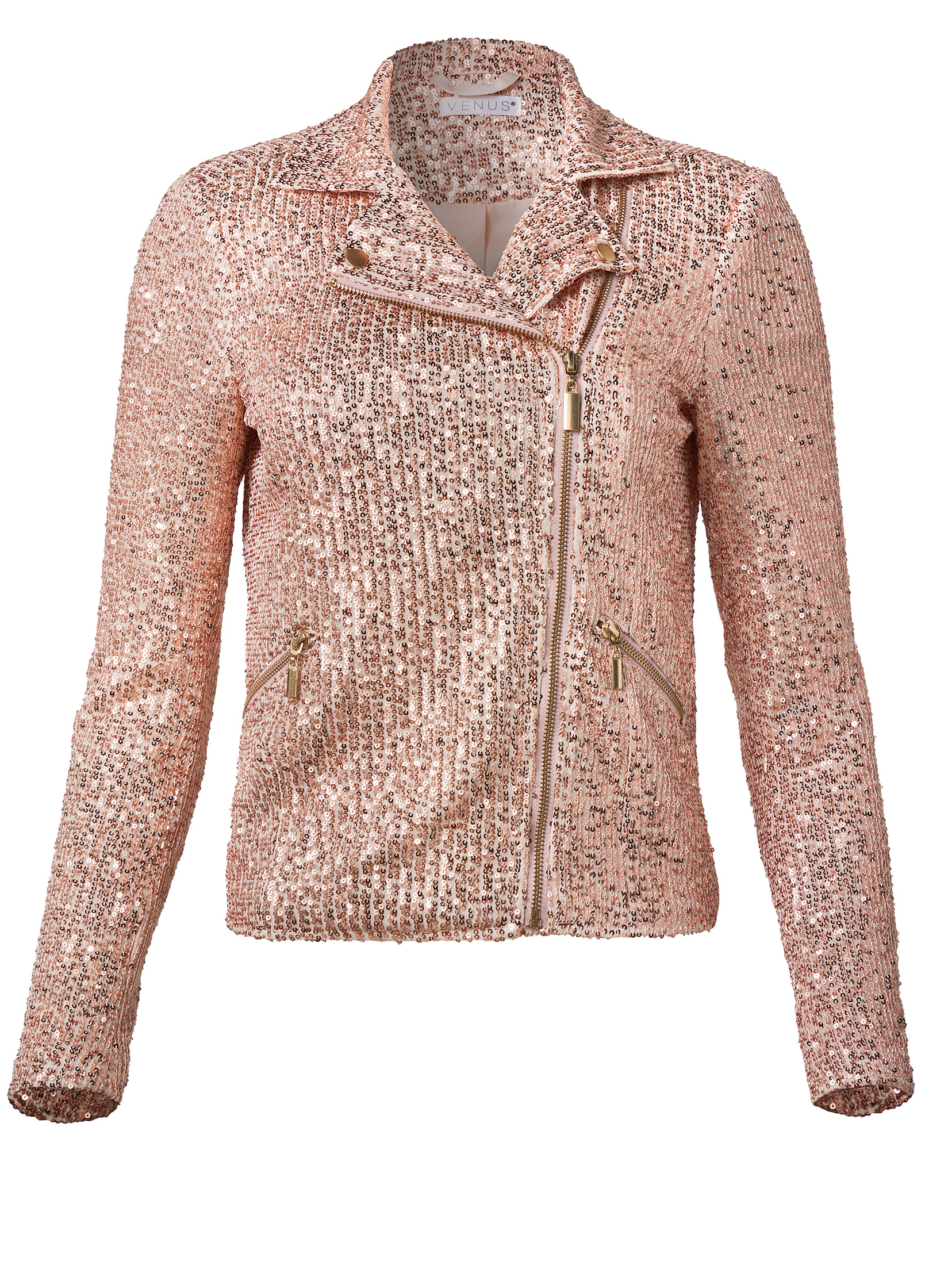 ZIP-FRONT SEQUIN JACKET