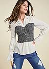 Cropped front view Tweed Bustier Blouse