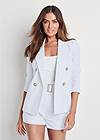 Front View Blazer And Shorts Set
