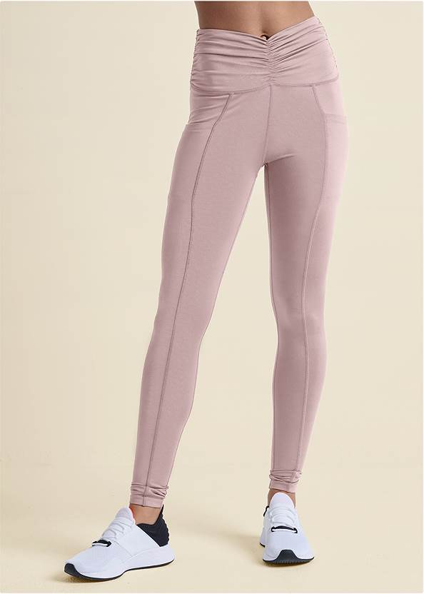 Front View Ruched Waist Leggings