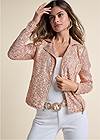 Cropped front view Zip-Front Sequin Jacket