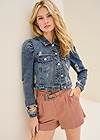 Cropped Front View Linen Shorts With Belt