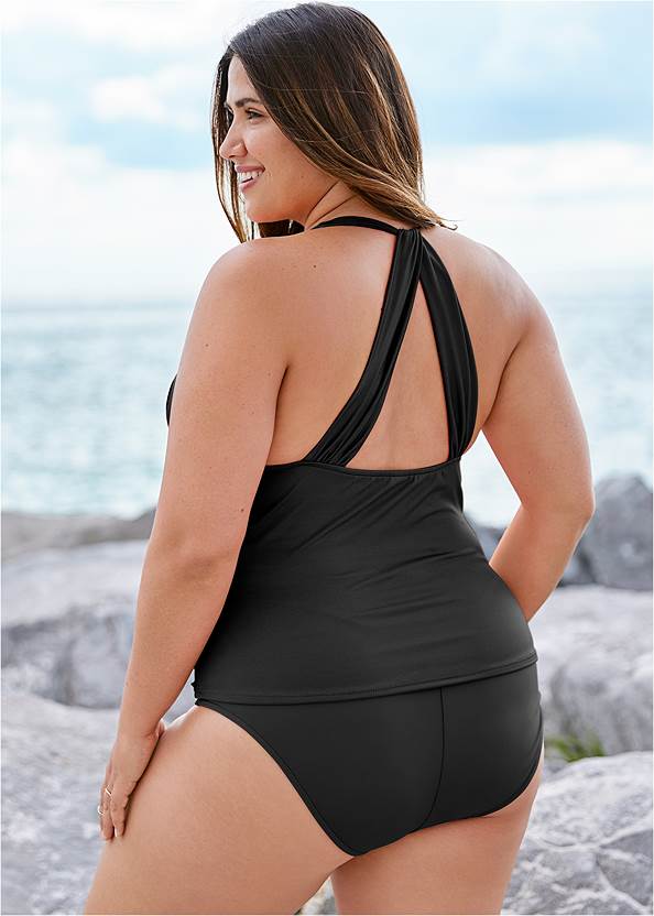 Smoothing V-Back Tankini Top,Full Coverage Mid-Rise Hipster Bikini Bottom,Classic Hipster Mid-Rise Bottom,Skirted Mid-Rise Bottom,Goddess Ruffle Hem Halter Tankini Top,Gathered Neckline Cover-Up Dress,Straw Hat With Jewel Trim
