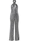 Ghost with background  view Cross Neck Sequin Jumpsuit