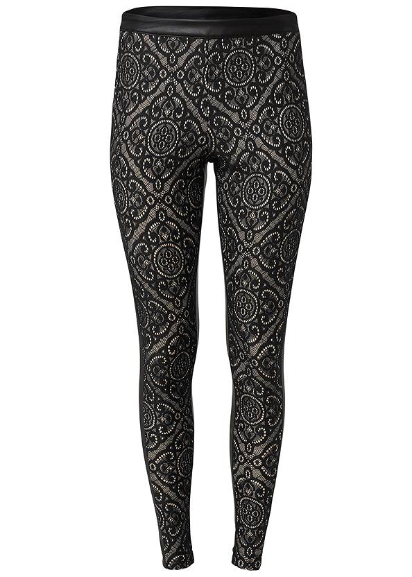 Ghost with background  view Faux-Leather Lace Leggings
