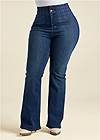 Front View Pintuck Semi-Flare Jeans