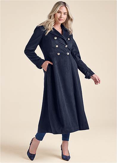 Plus Size A-Line Double Breasted Coat