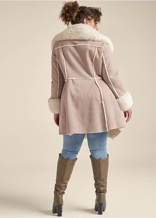 Back View Faux-Suede-And-Fur Coat