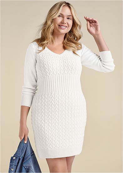 Plus Size Cable Knit Sweater Dress
