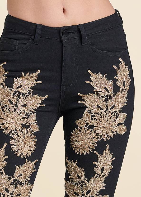 Alternate View Floral Embellished Jeans