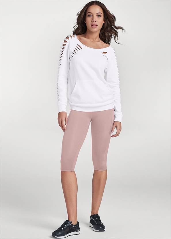Pocket Capri Active Leggings,Square Neck Tank Top,Strappy Back Tank Top,Lace-Up Star Sneakers