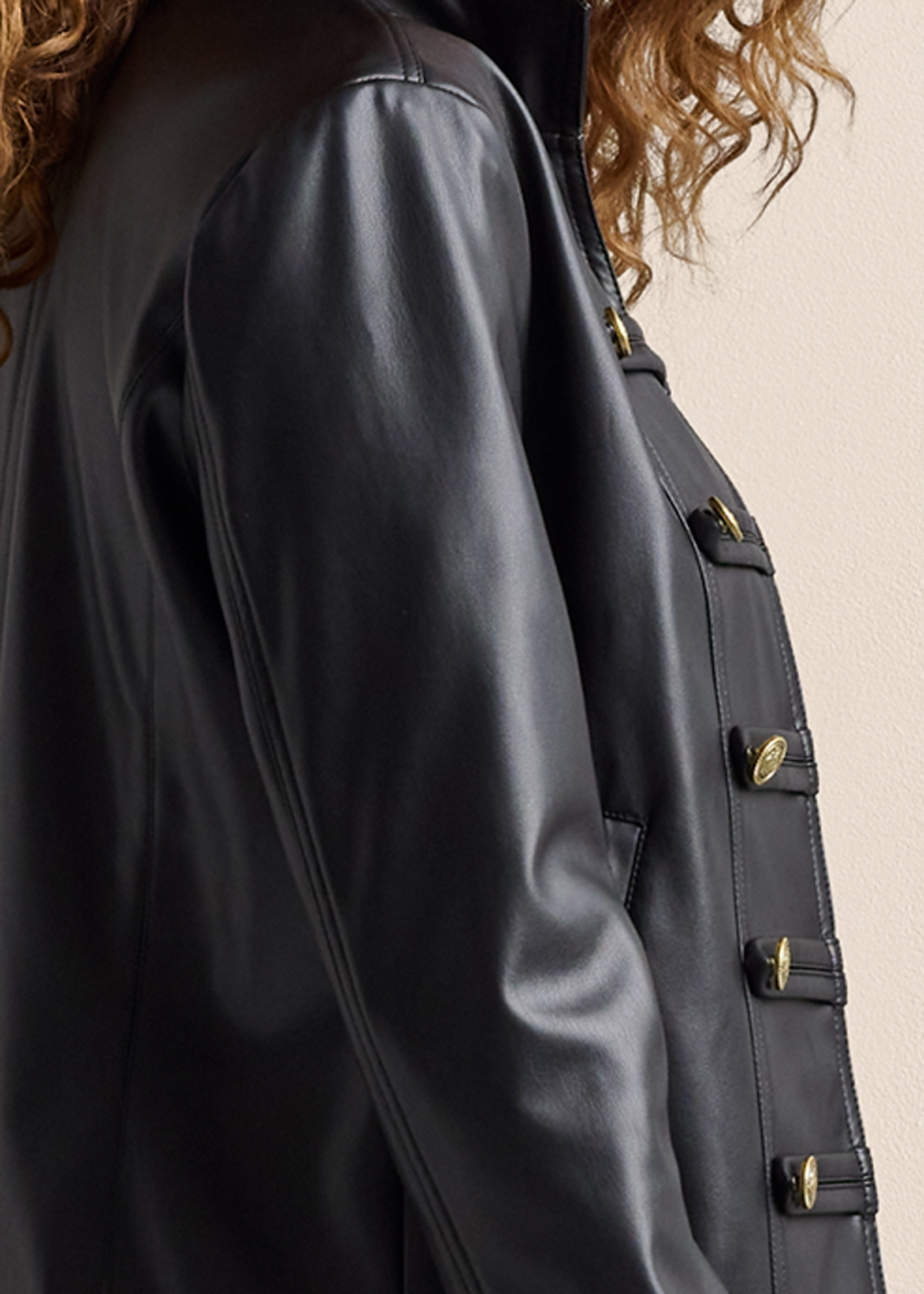FAUX-LEATHER MILITARY JACKET