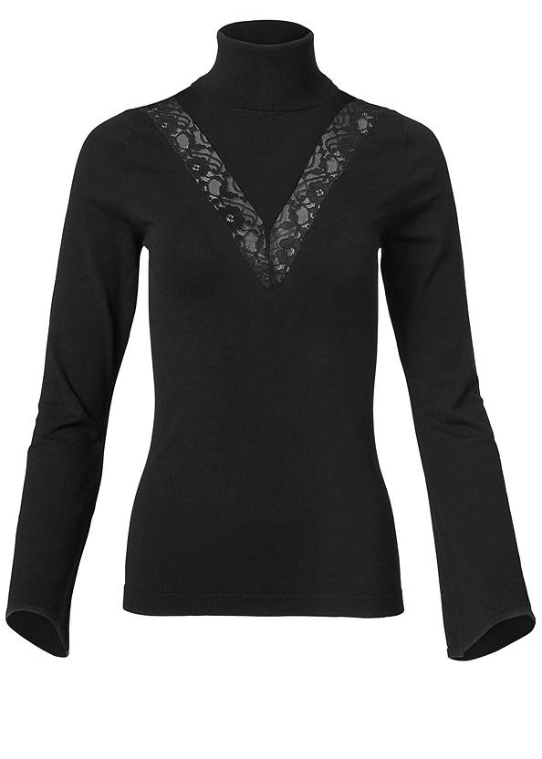 Alternate View Lace Bell-Sleeve Turtleneck Sweater