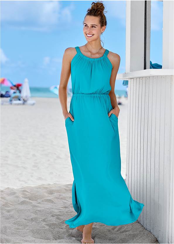 Full front view Gathered Neckline Maxi