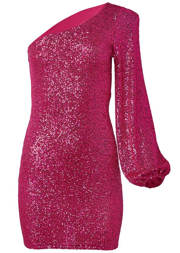 dart Blank Den sandsynlige One-Shoulder Sequin Dress in Pink | VENUS
