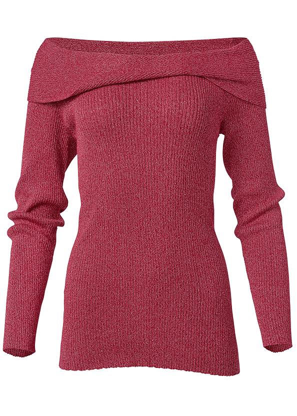 Alternate View Off-The-Shoulder Shimmer Sweater