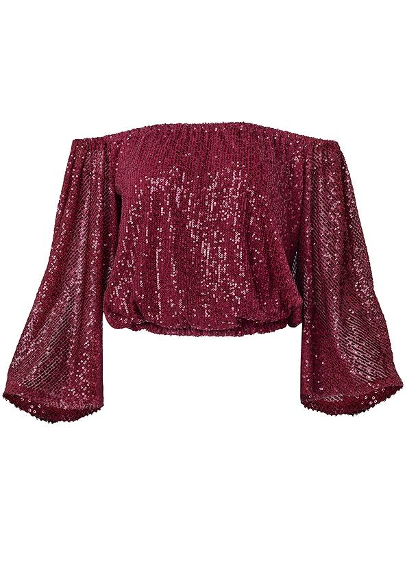 Ghost with background front view Off-The-Shoulder Sequin Top